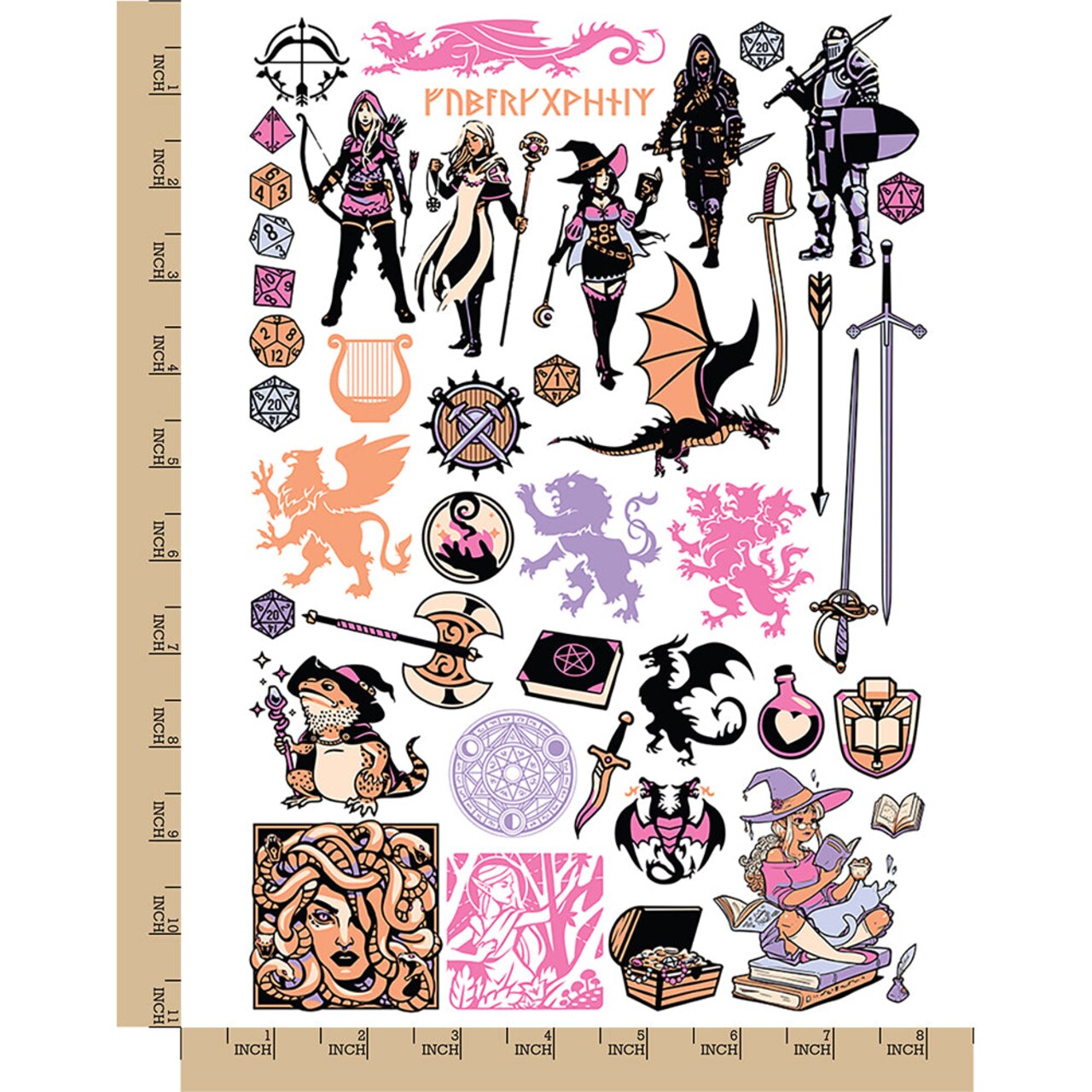Knight Dungeons Dragons Wizards Medieval Fantasy Temporary Tattoo Water Resistant Fake Body Art Set Collection